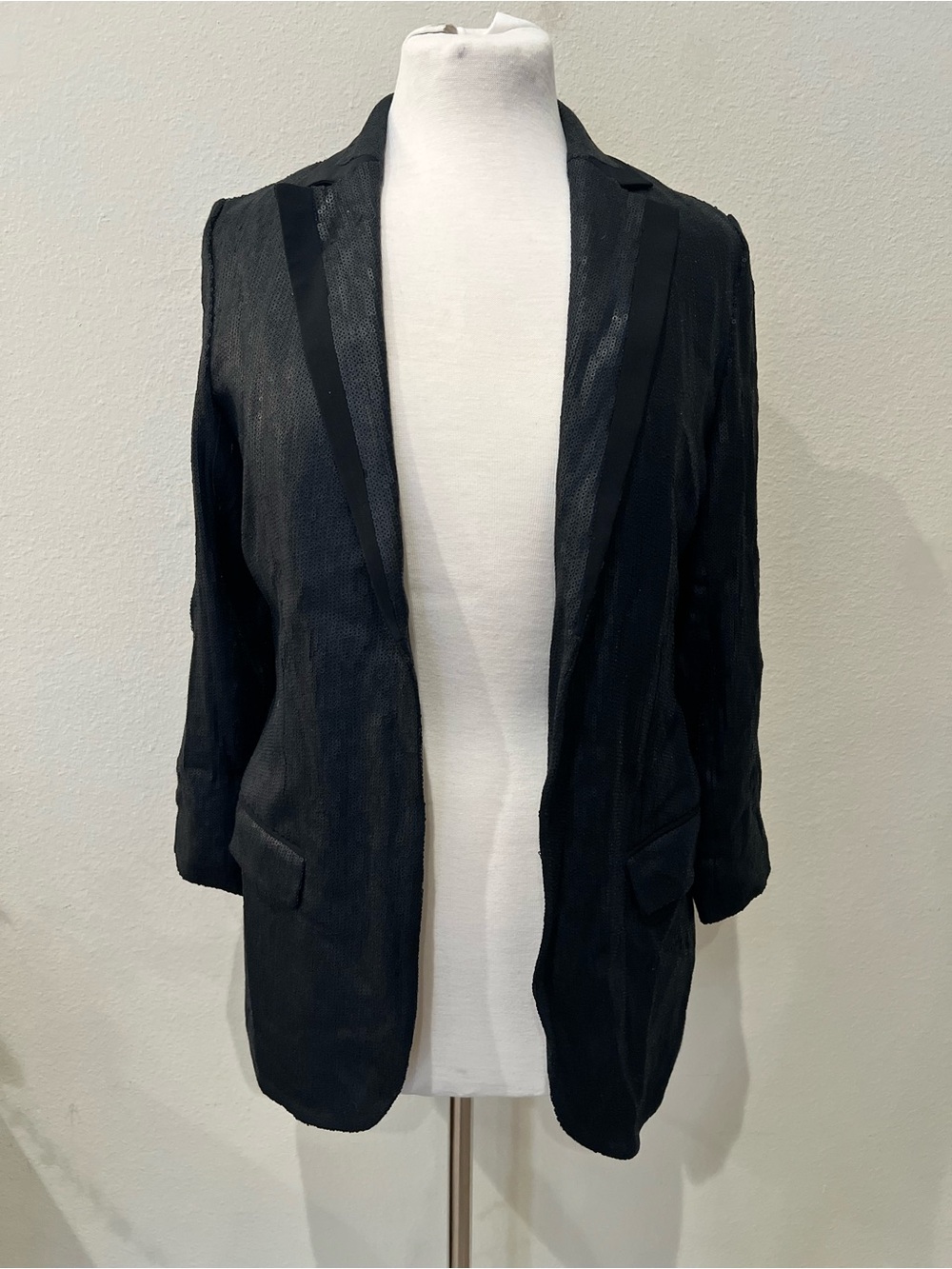 Nicole Miller Black Open-Front Women's Blazer Sequin Size Small